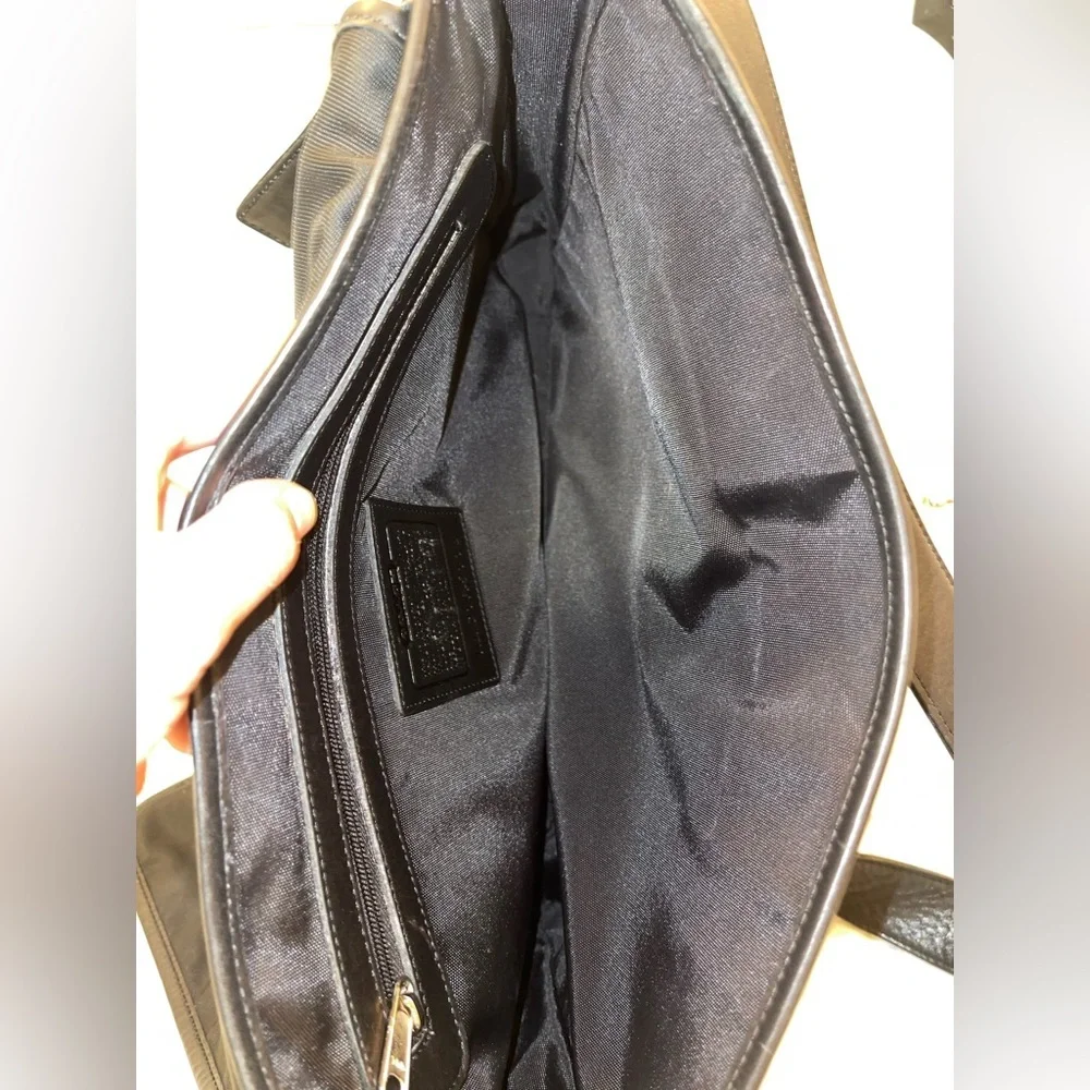 Vintage Coach Black Nylon & Leather Trim Messenger Bag
